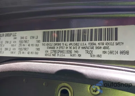 2010 Dodge Ram 1500 Slt/Sport/Trx from USA, damaged, VIN 1D7RB1GP0AS119396